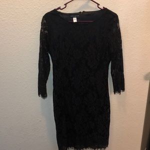 Black lace fitted dress